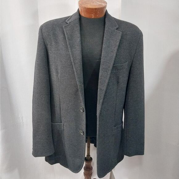 NWOT! JOSEPH ABBOUD! CHARCOAL GRAY FINE KNIT 3 BUTTON BLAZER, JACKET! SZ L - Picture 3 of 12
